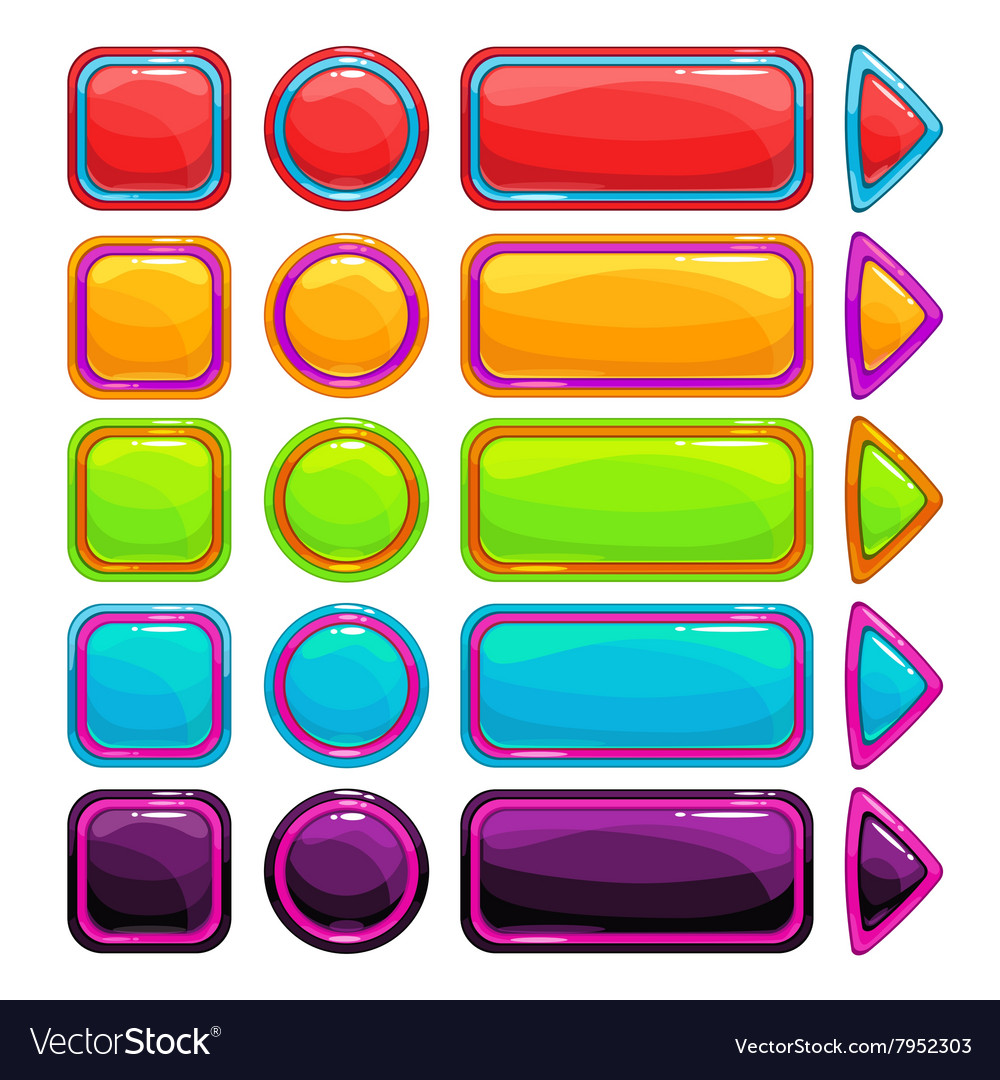 Colorful bright buttons set Royalty Free Vector Image