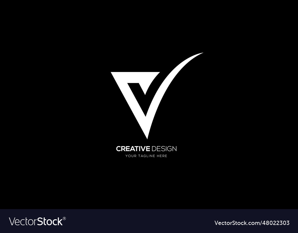 Creative letter v right sign modern logo Vector Image