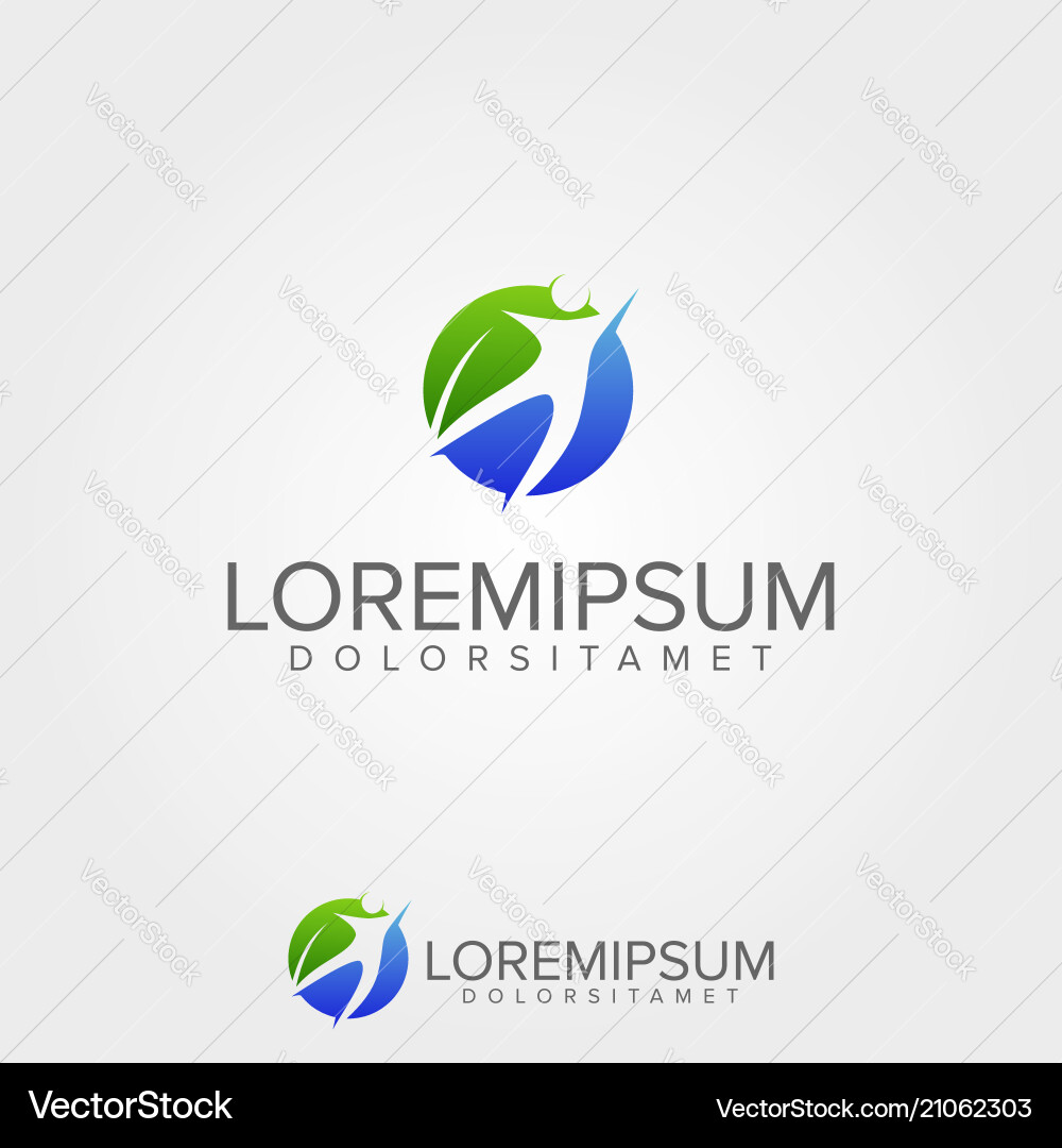 Leaf people logo template Royalty Free Vector Image