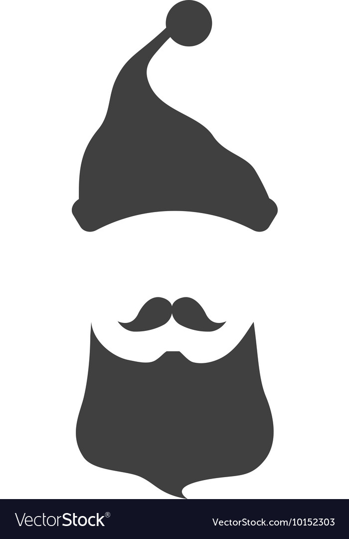 Santa cartoon silhouette hat mustache Royalty Free Vector