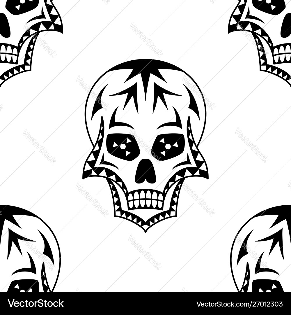 Seamless pattern black sugar skull Royalty Free Vector Image
