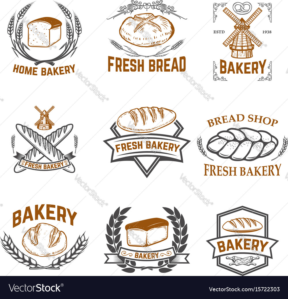 Set of bakery labels bread shop fresh Royalty Free Vector