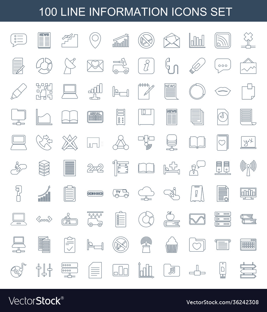 100 information icons Royalty Free Vector Image