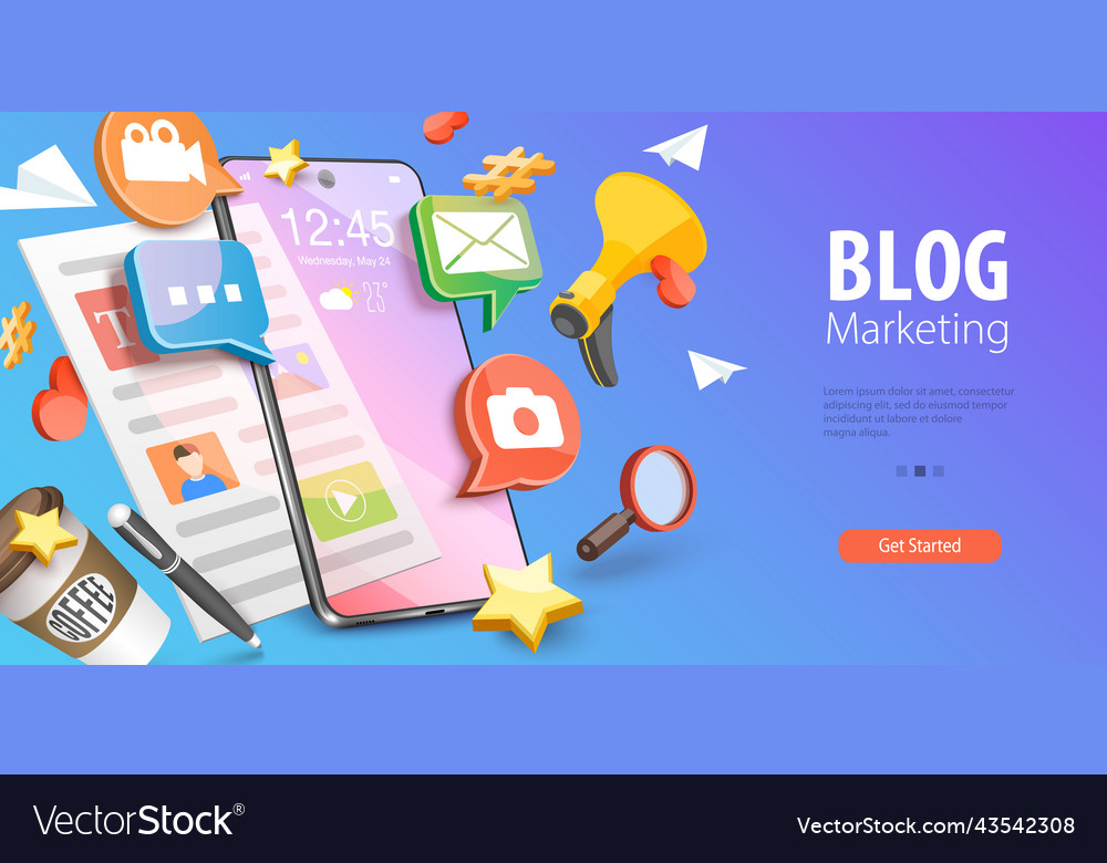 3d conceptual of blog Royalty Free Vector Image