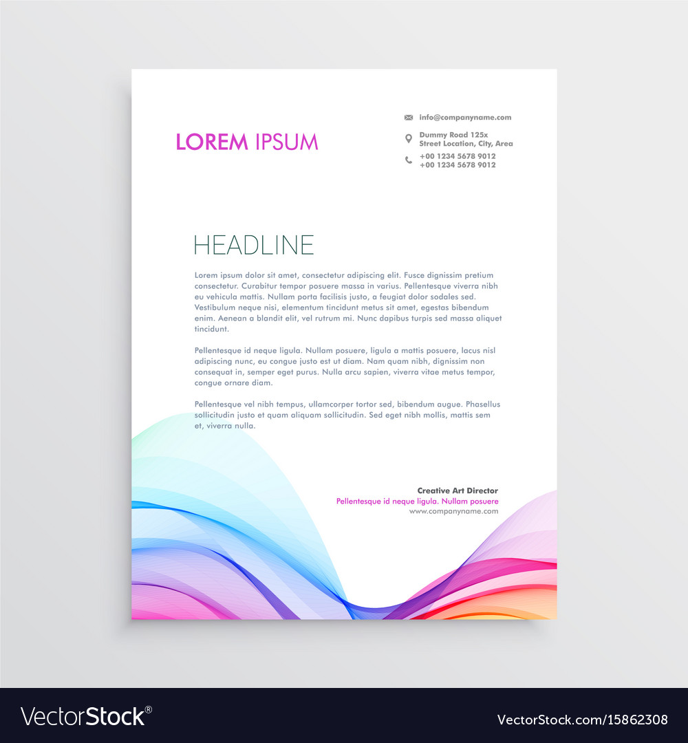 colorful letterhead design template with wavy vector image letterhead graphic design