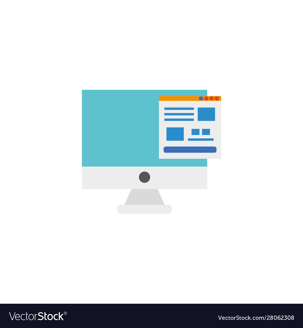 Computer with social media flat style icon Vector Image