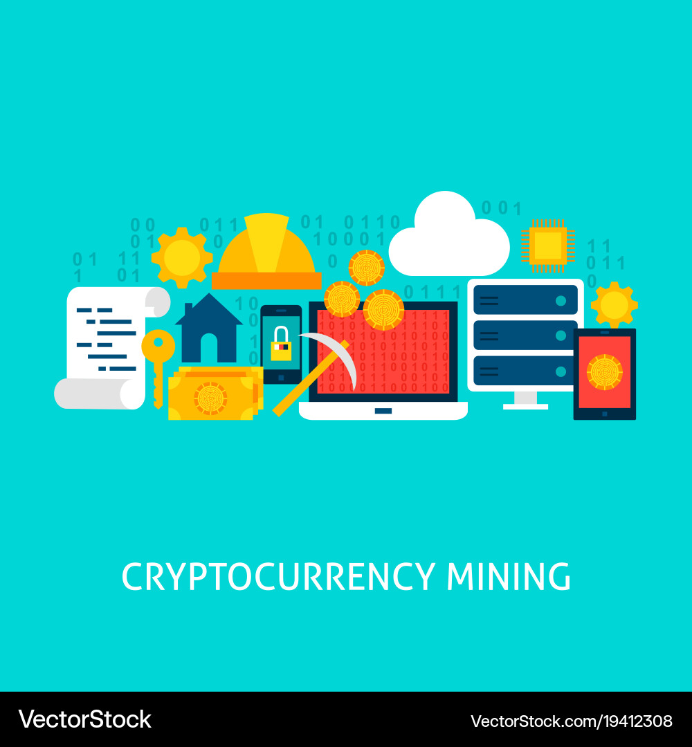 Cryptocurrency mining concept Royalty Free Vector Image