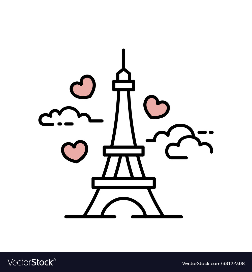 Eiffel tower icon image in love Royalty Free Vector Image