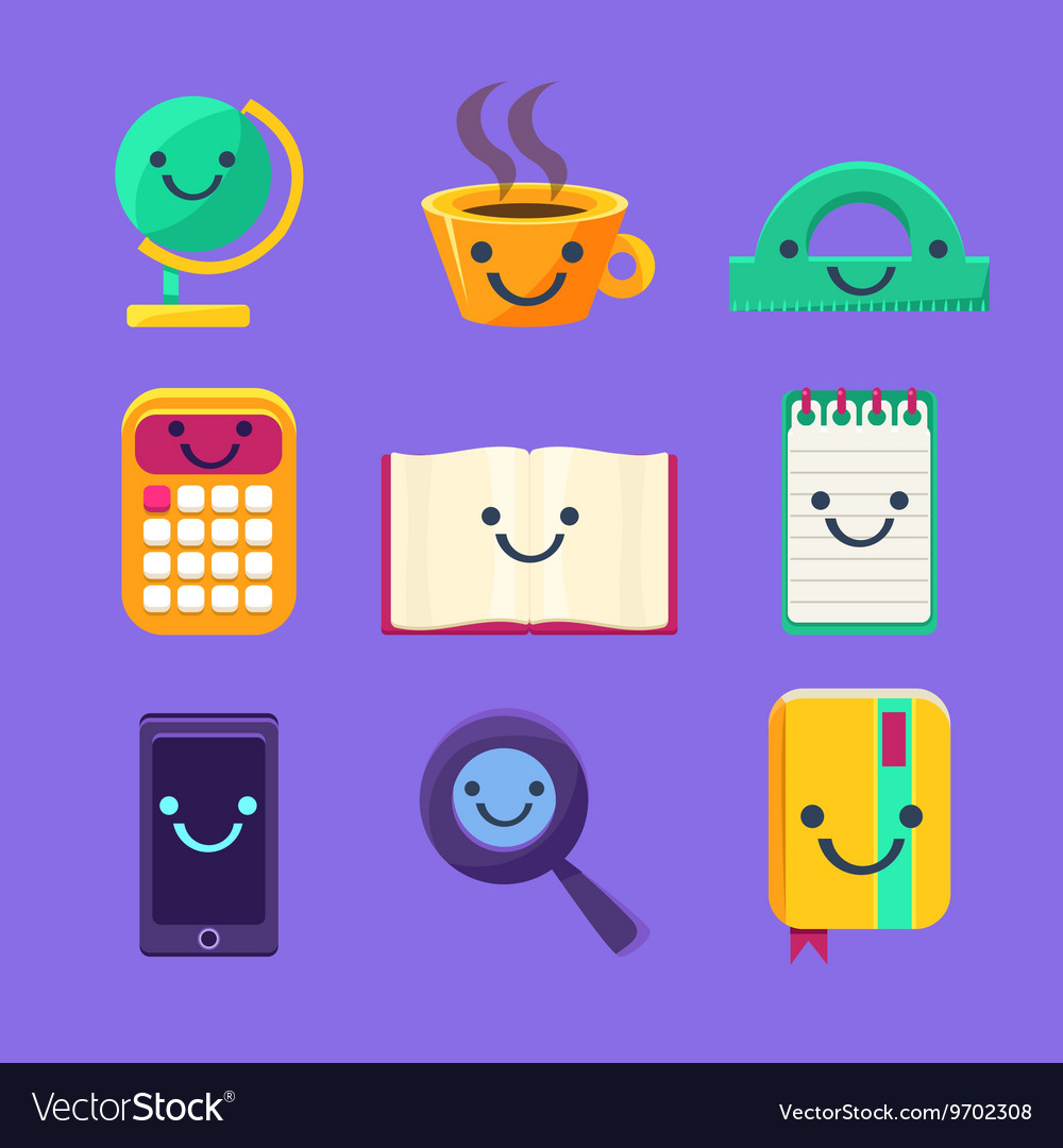 Office Desk Supplies Set Of Characters Royalty Free Vector