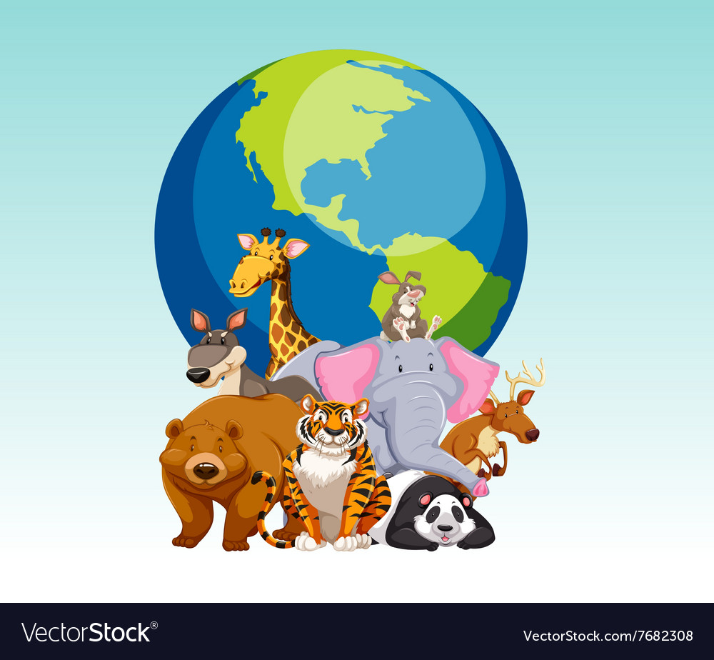 Wild animals and the world Royalty Free Vector Image Wild animals and the world Royalty Free Vector Image