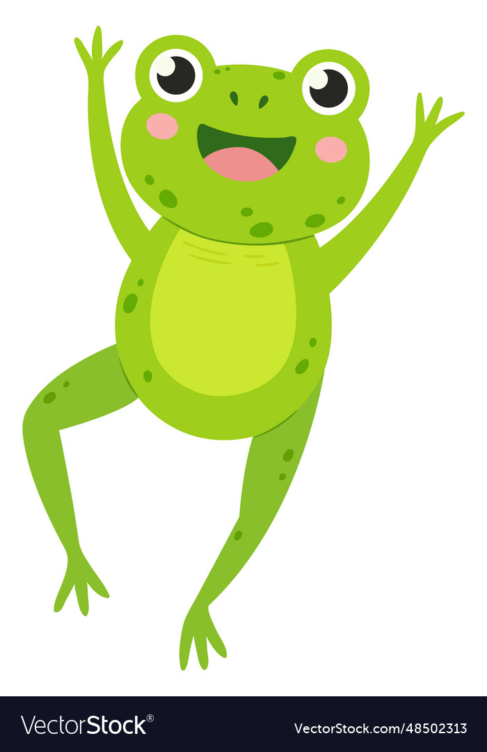 Cheerful frog character jumping joyful animal Vector Image