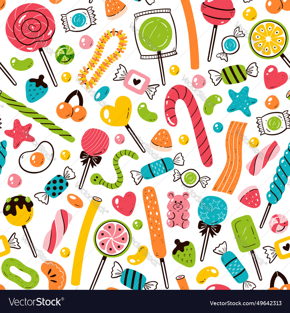 Colorful sweets seamless pattern Royalty Free Vector Image