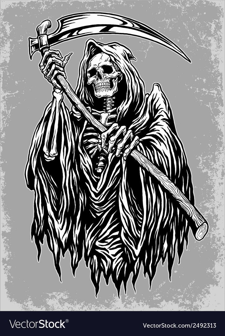 Hand Inked Grim Reaper Royalty Free Vector Image