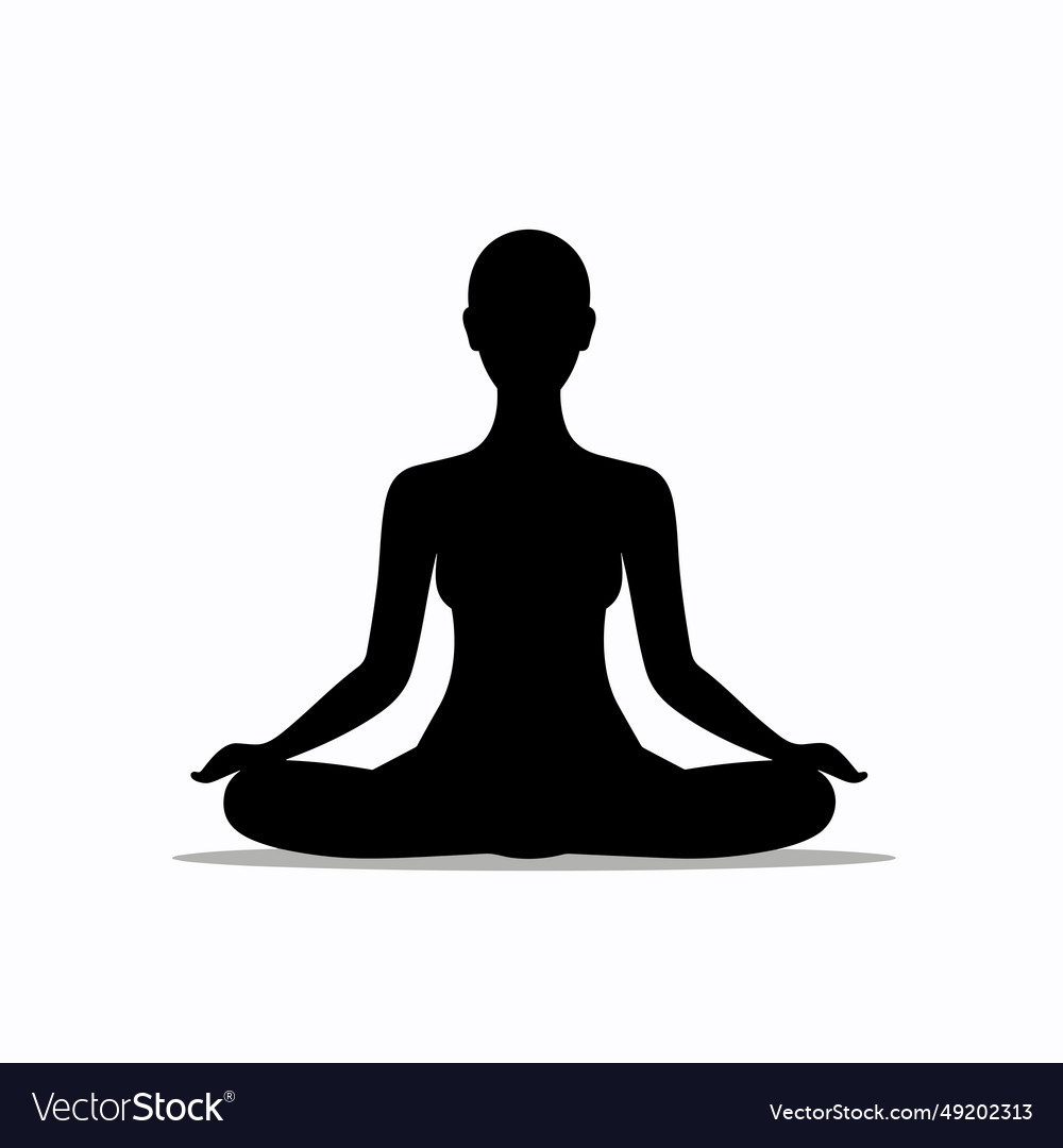 Meditating woman black icon on white background Vector Image