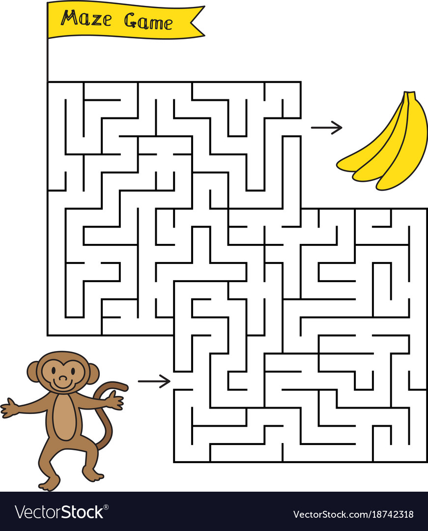 cartoon monkey maze game vector 18742318