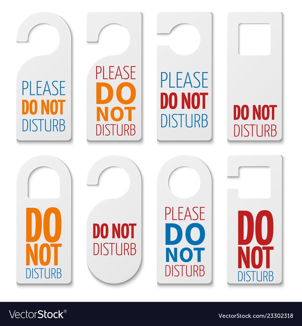 Do not disturb realistic plastic blanks Royalty Free Vector