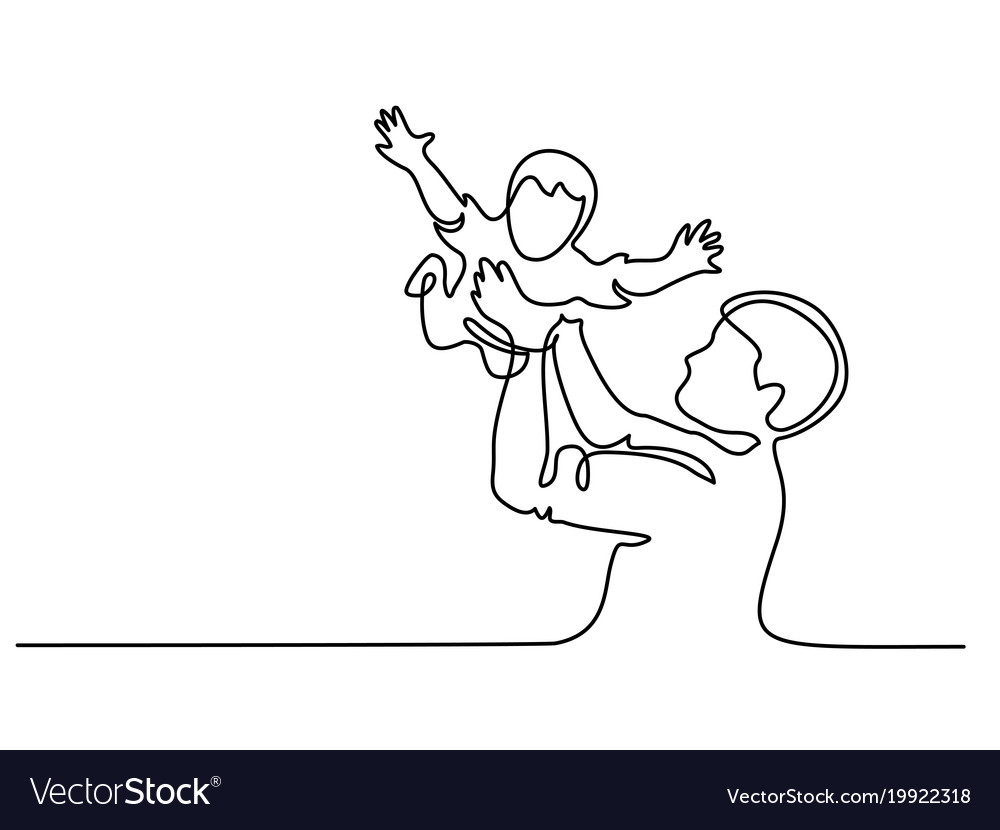 Father holding happy son up in air Royalty Free Vector Image