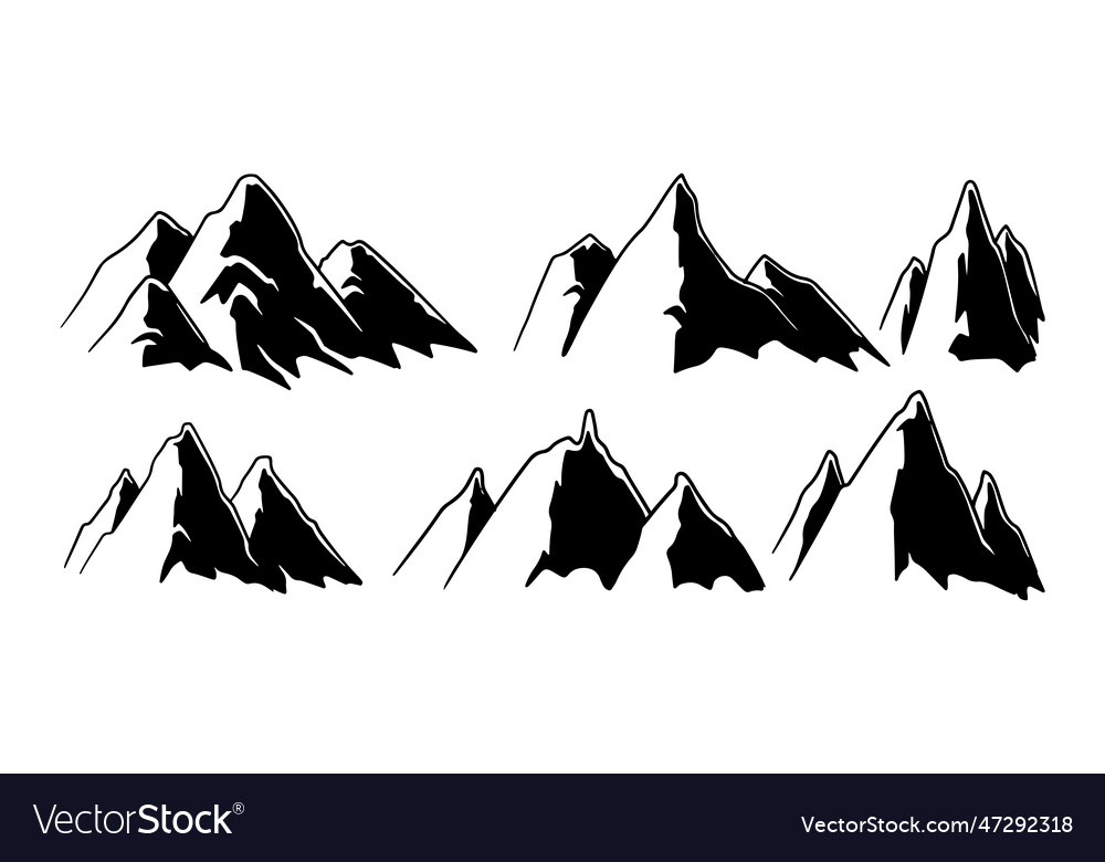 Mountain silhouette set collection of featuring Vector Image