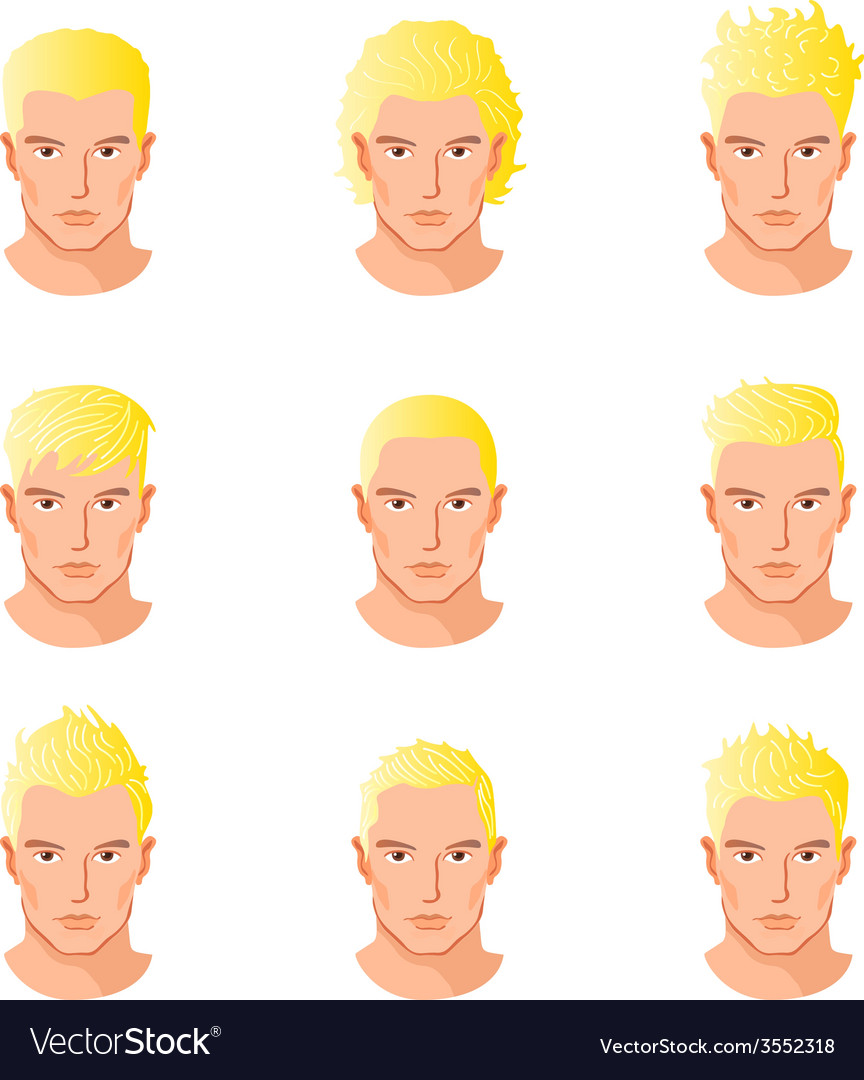 Set Different Hair Style Young Men Portraits Vector Image
