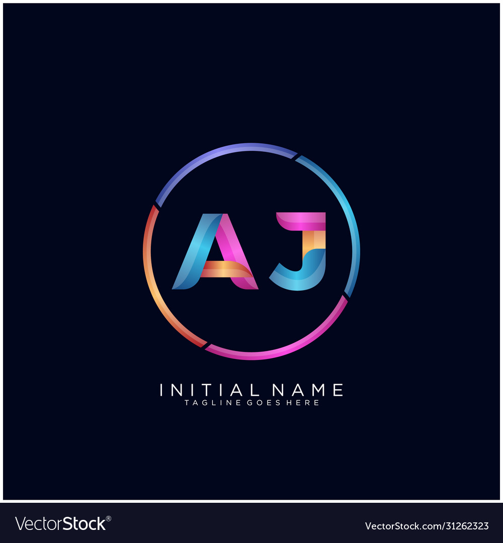 Aj Letter Logo Icon Design Template Elements Vector Image