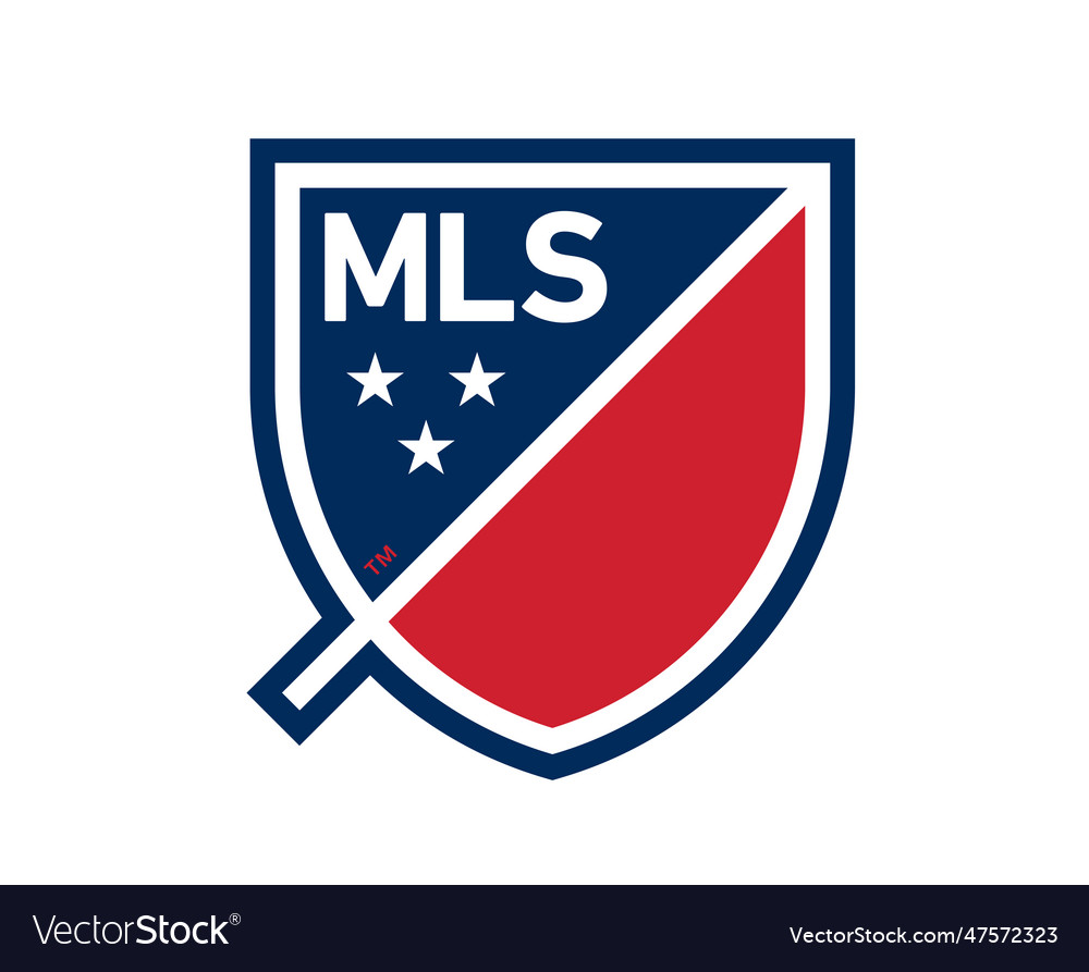 Mls logo blue and red symbol football usa america Vector Image