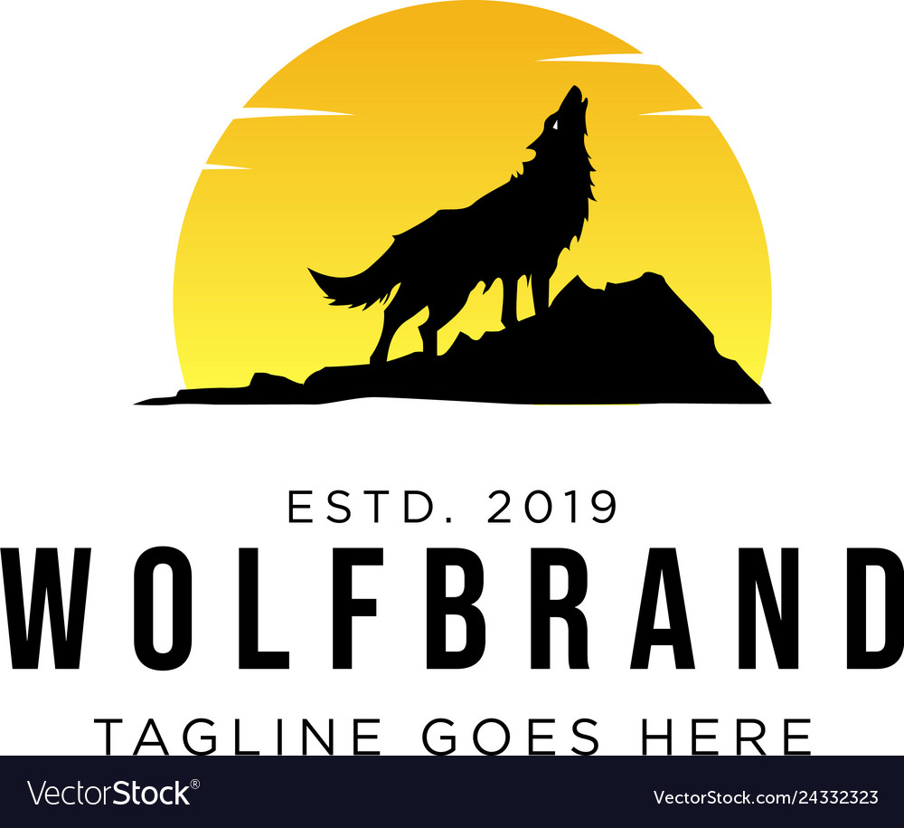 Wolf Howling Logo Design Royalty Free Vector Image