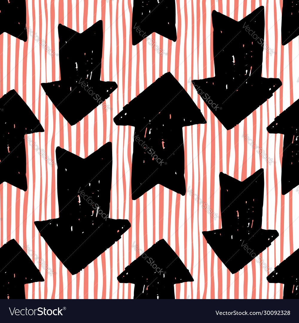 Arrow seamless pattern on stripes background