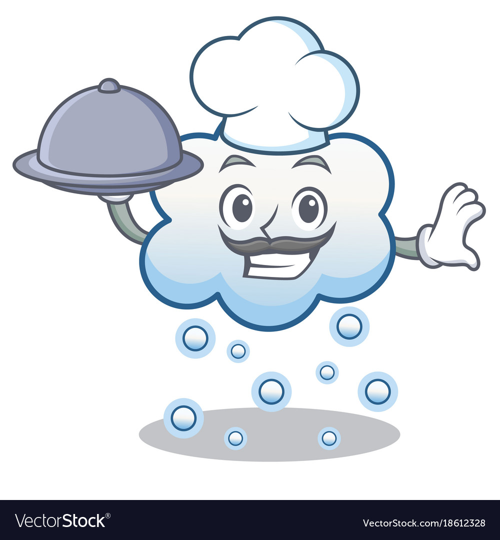 Chef with food snow cloud character cartoon