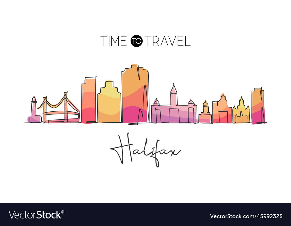 Continuous one line drawing halifax city skyline Vector Image