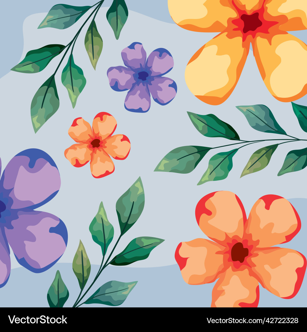 Flowers and leafs spring pattern Royalty Free Vector Image