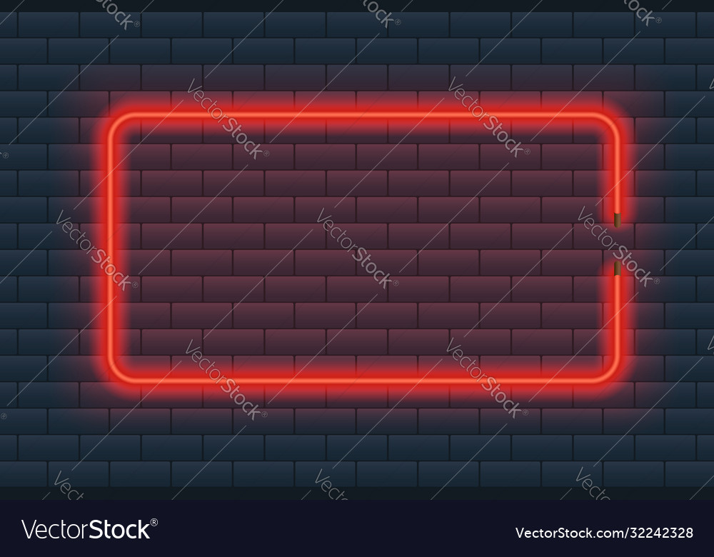 Neon square frame on transparent background red Vector Image