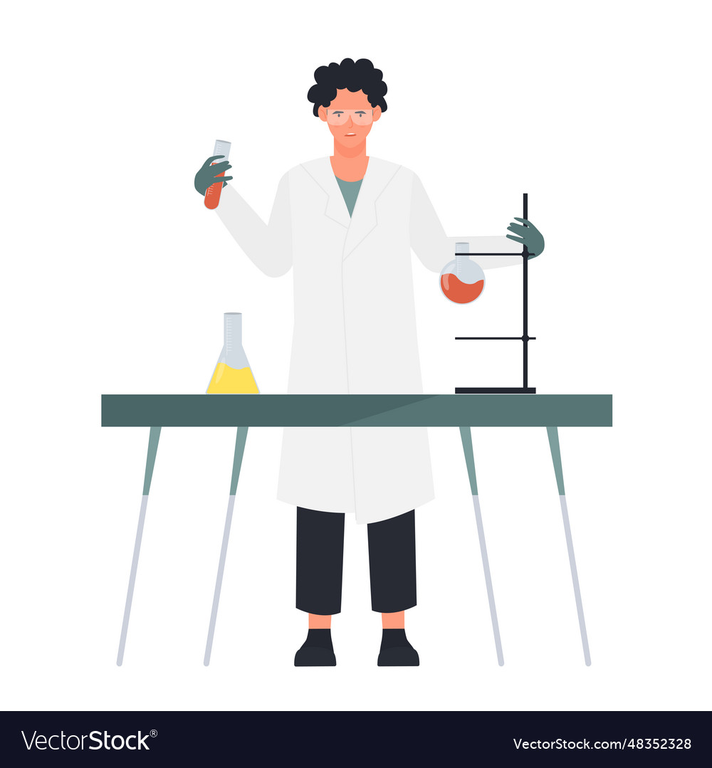 Scientist in experiment laboratory Royalty Free Vector Image