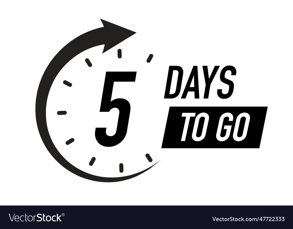 5 days to go timer symbol black color Royalty Free Vector