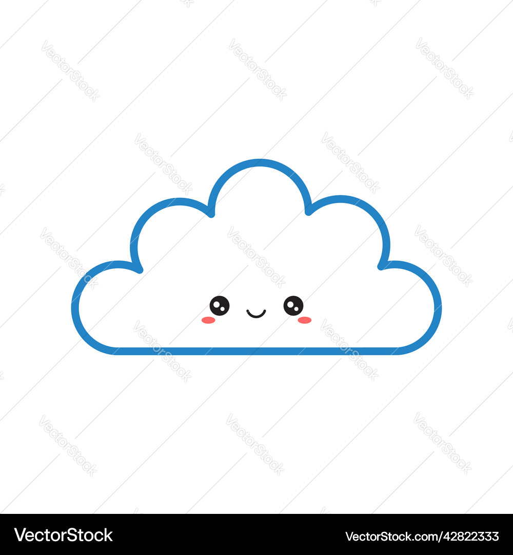 Cute blue cloud Royalty Free Vector Image - VectorStock