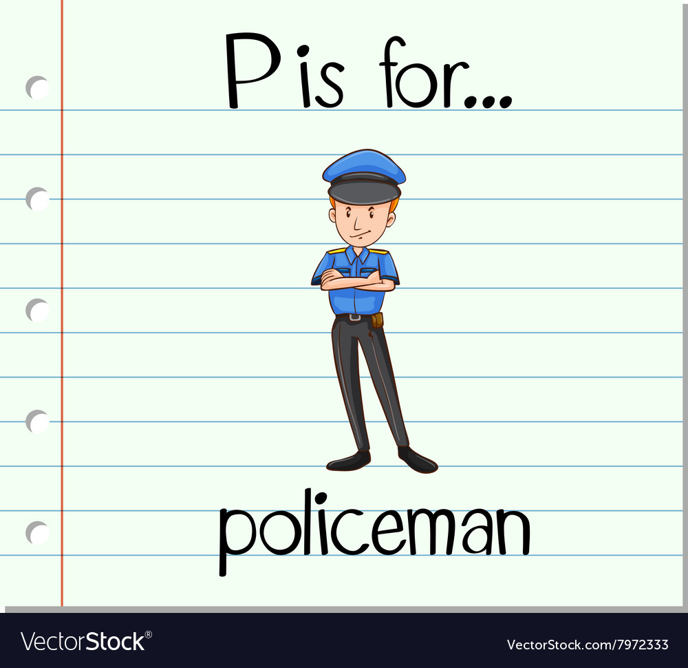 Flashcard letter p is for policeman Royalty Free Vector