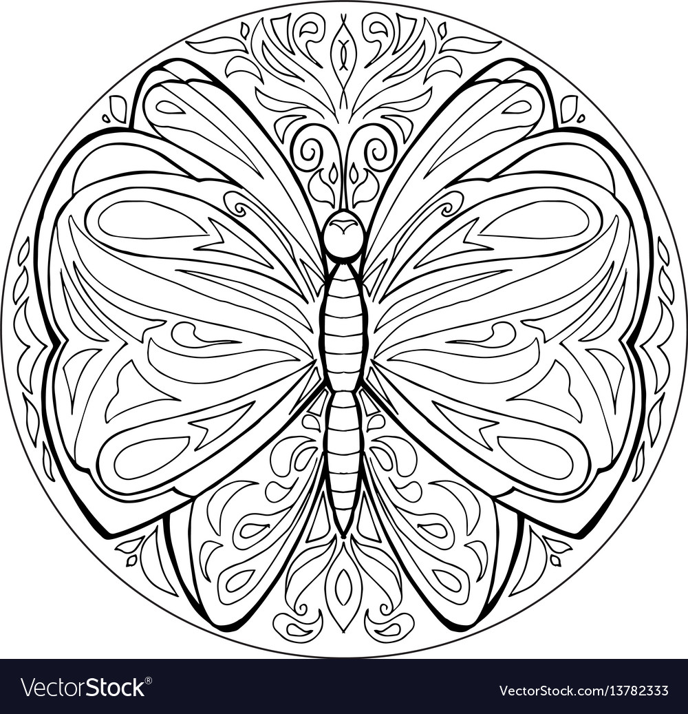 Mandala butterfly Royalty Free Vector Image - VectorStock