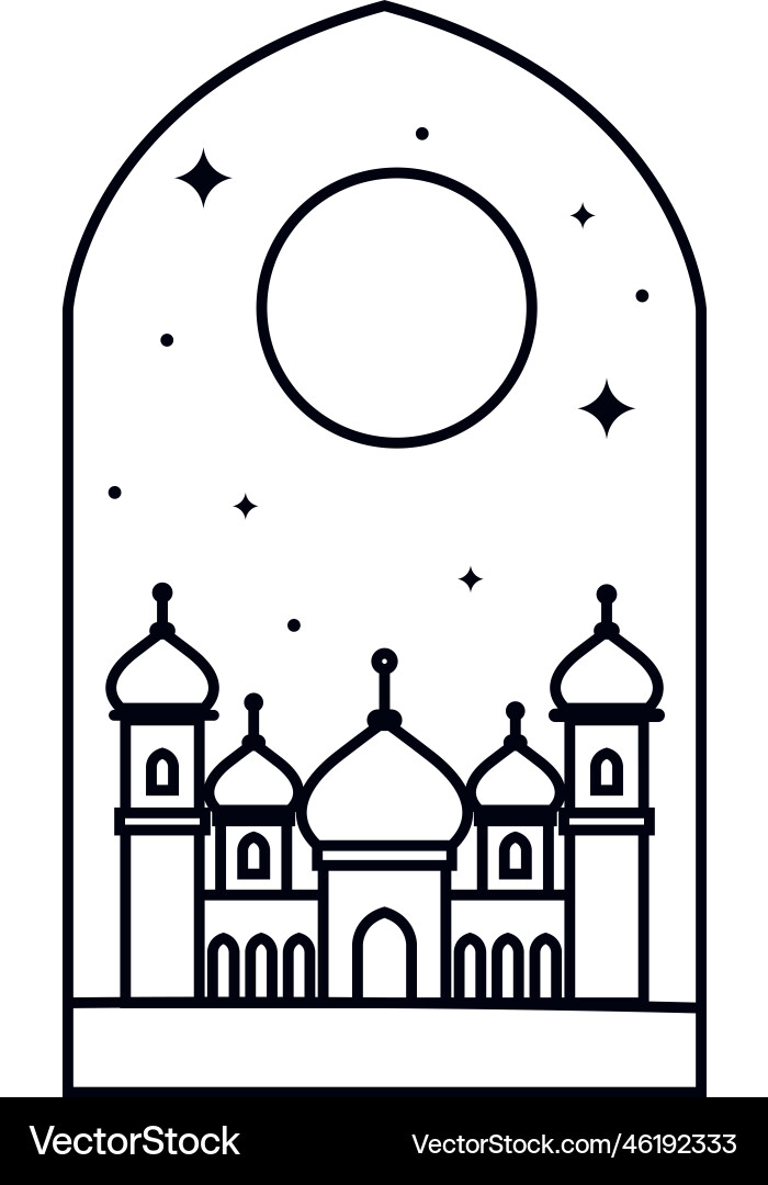 Muslim mosque in frame Royalty Free Vector Image