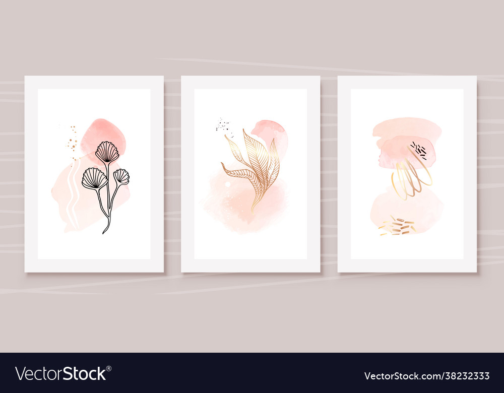 Orange and peach abstract watercolor compositions Vector Image