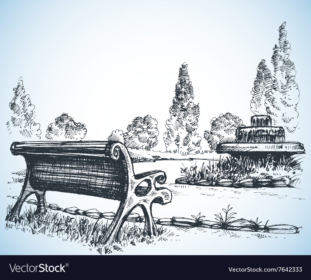 Old wooden bench. Vector drawing - Stock Illustration [78041832] - PIXTA