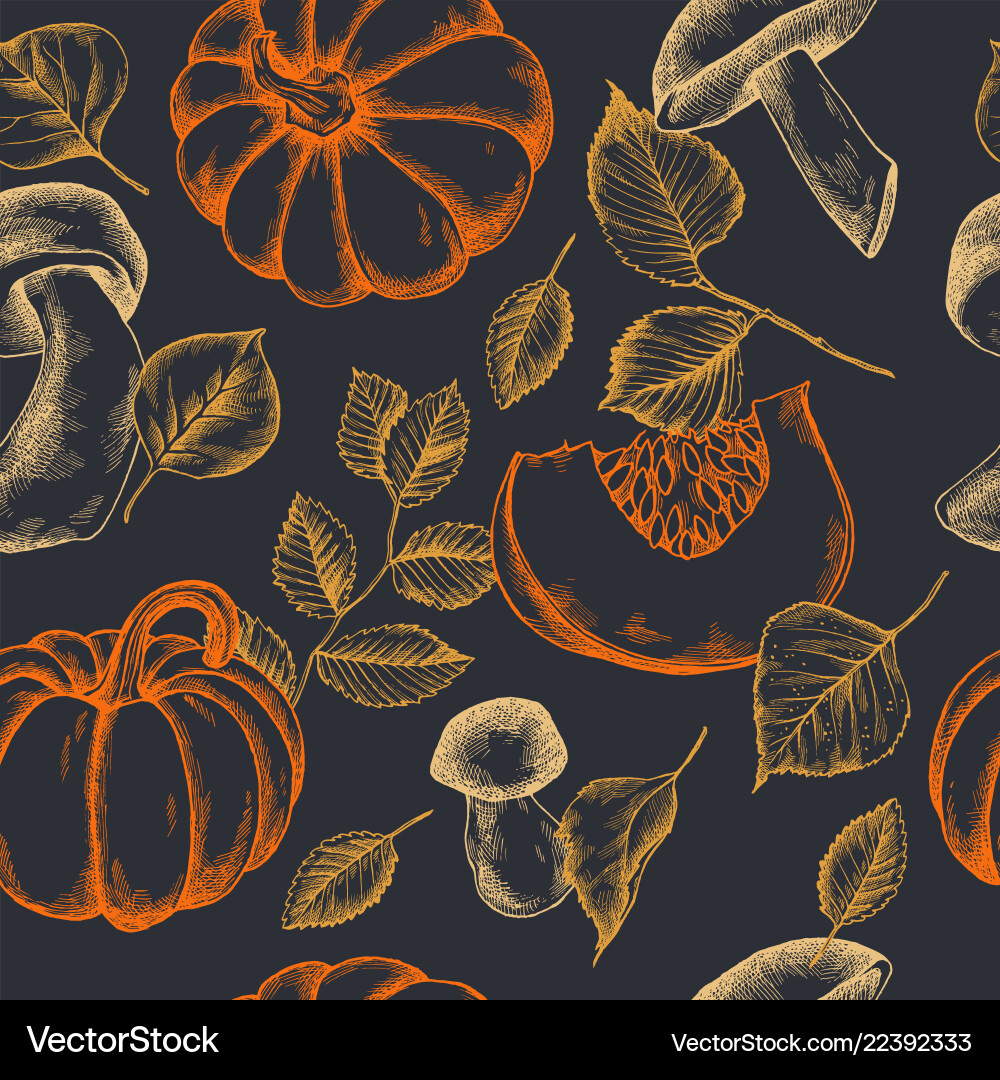 Seamless pattern of autumn hand Royalty Free Vector Image