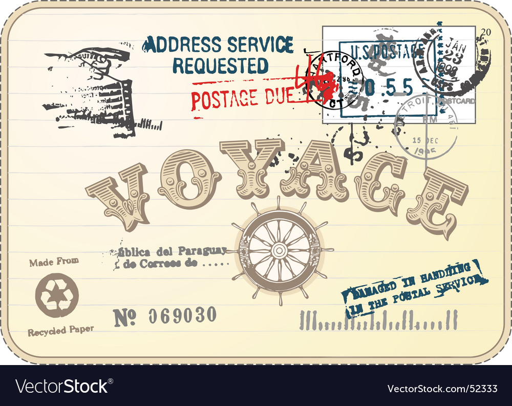 Vintage postcard illustration Royalty Free Vector Image