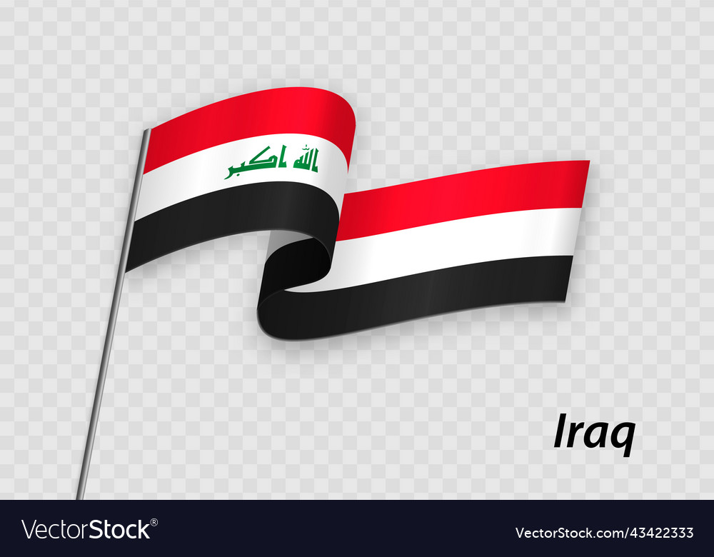 Waving flag of iraq on flagpole template Vector Image