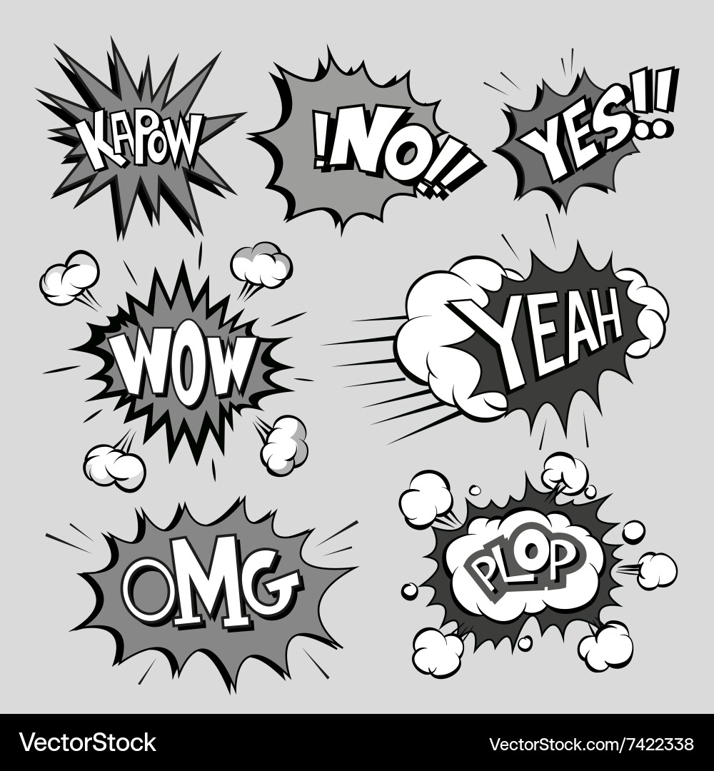 Boom set comic book explosion Royalty Free Vector Image