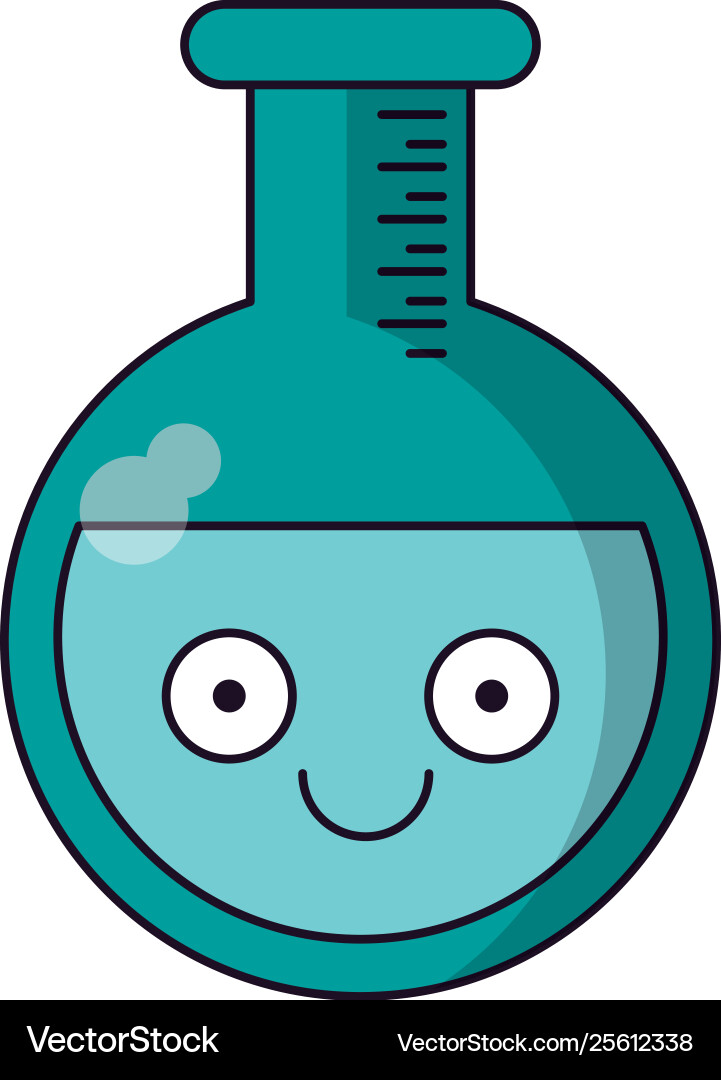 Chemistry flask cute cartoon Royalty Free Vector Image