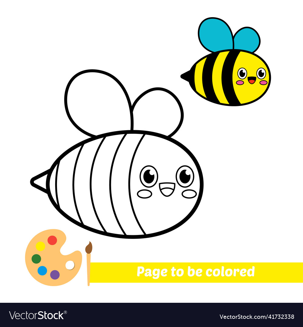 Coloring book for kids bee Royalty Free Vector Image