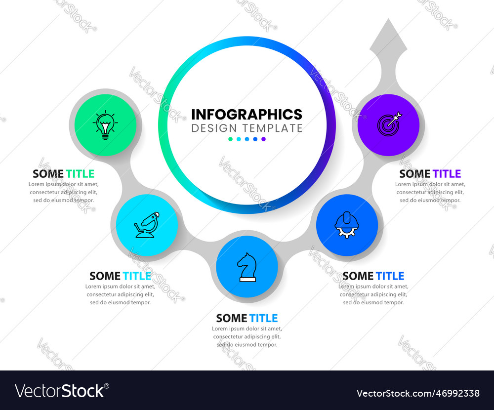 Infographic template 5 connected circles in a line