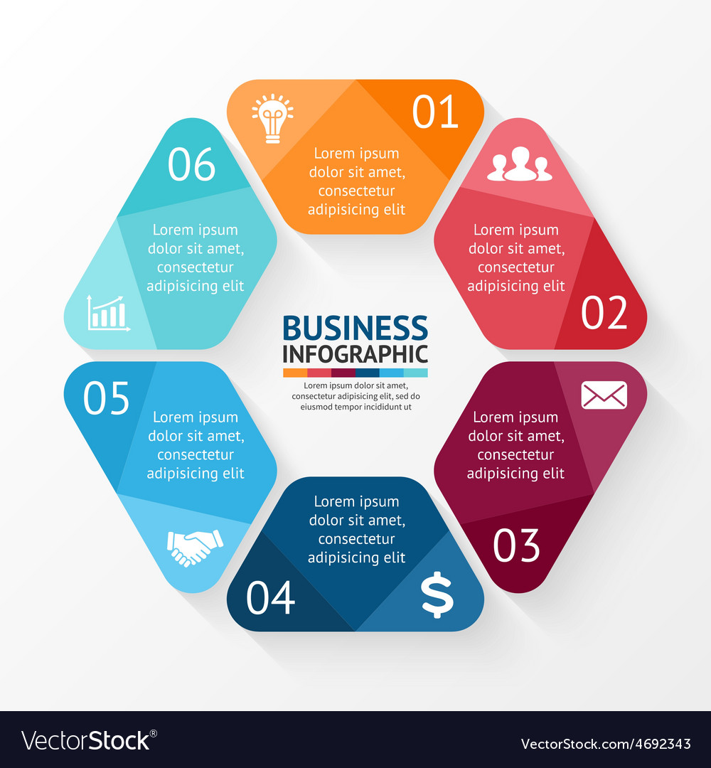 Circle hexagon infographic Template for Royalty Free Vector