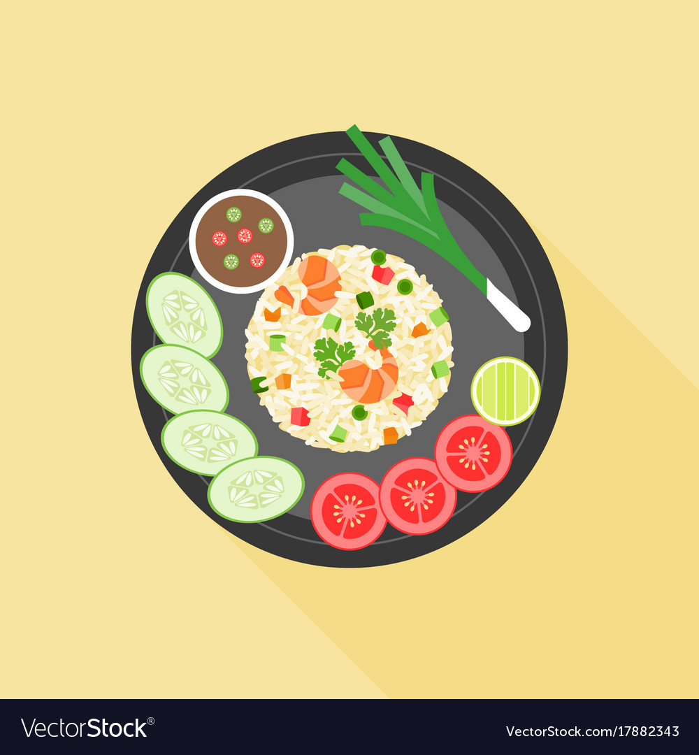Fried Rice In Thai Style Royalty Free Vector Image Fried Rice In Thai Style Royalty Free Vector Image