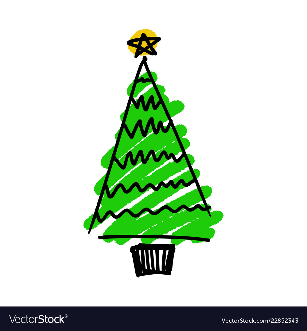 Hand drawing christmas tree Royalty Free Vector Image