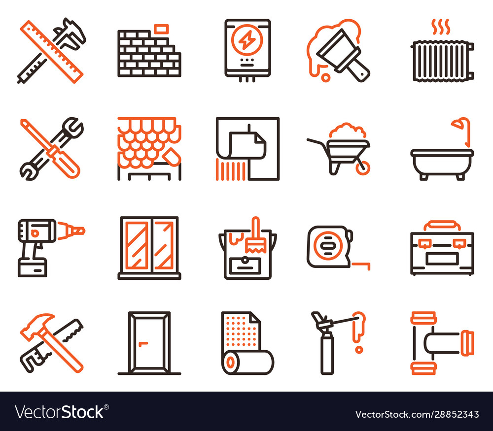 Home renovation and repair color linear icons set Vector Image